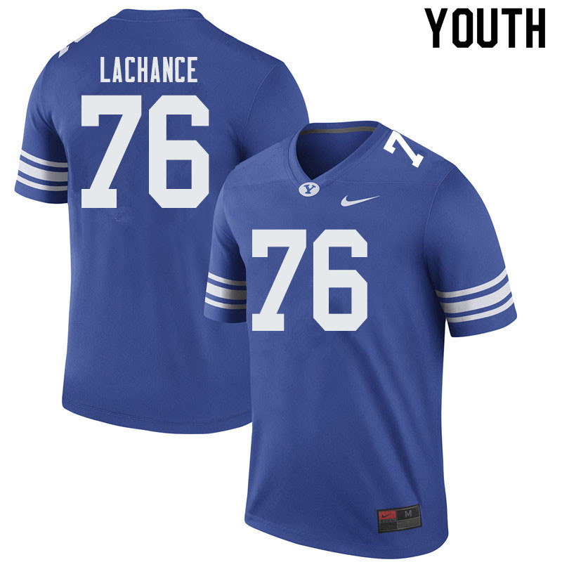 Youth #76 Harris LaChance BYU Cougars College Football Jerseys Sale-Royal - Click Image to Close